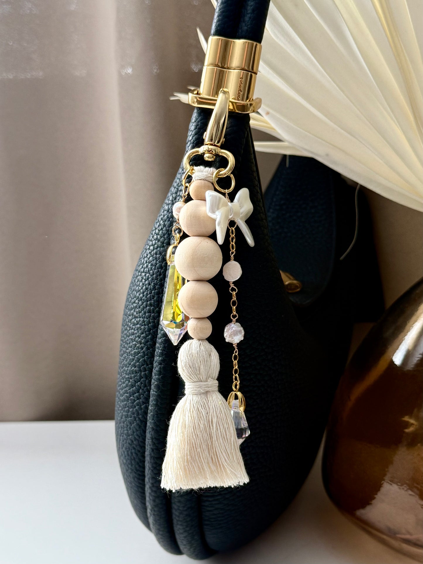 Bag Charm Pearl Bow