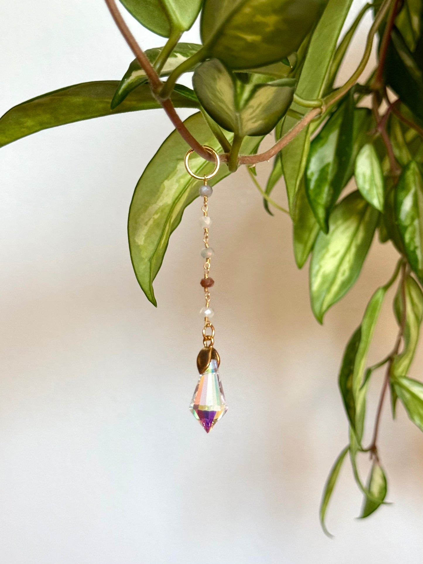 Plant Vine Charm | Rainbow Moonstone Chain
