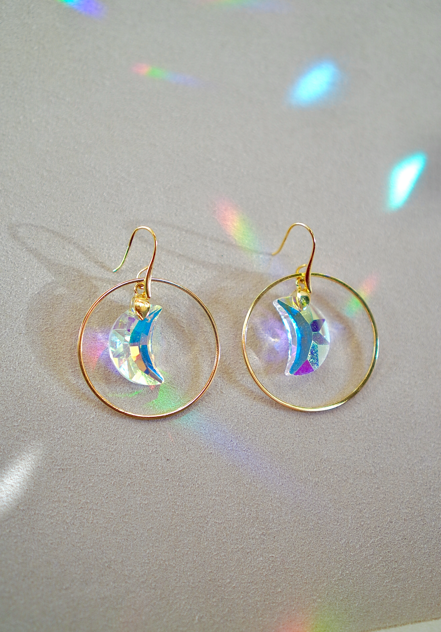 Glowing Moon Hoop Earrings