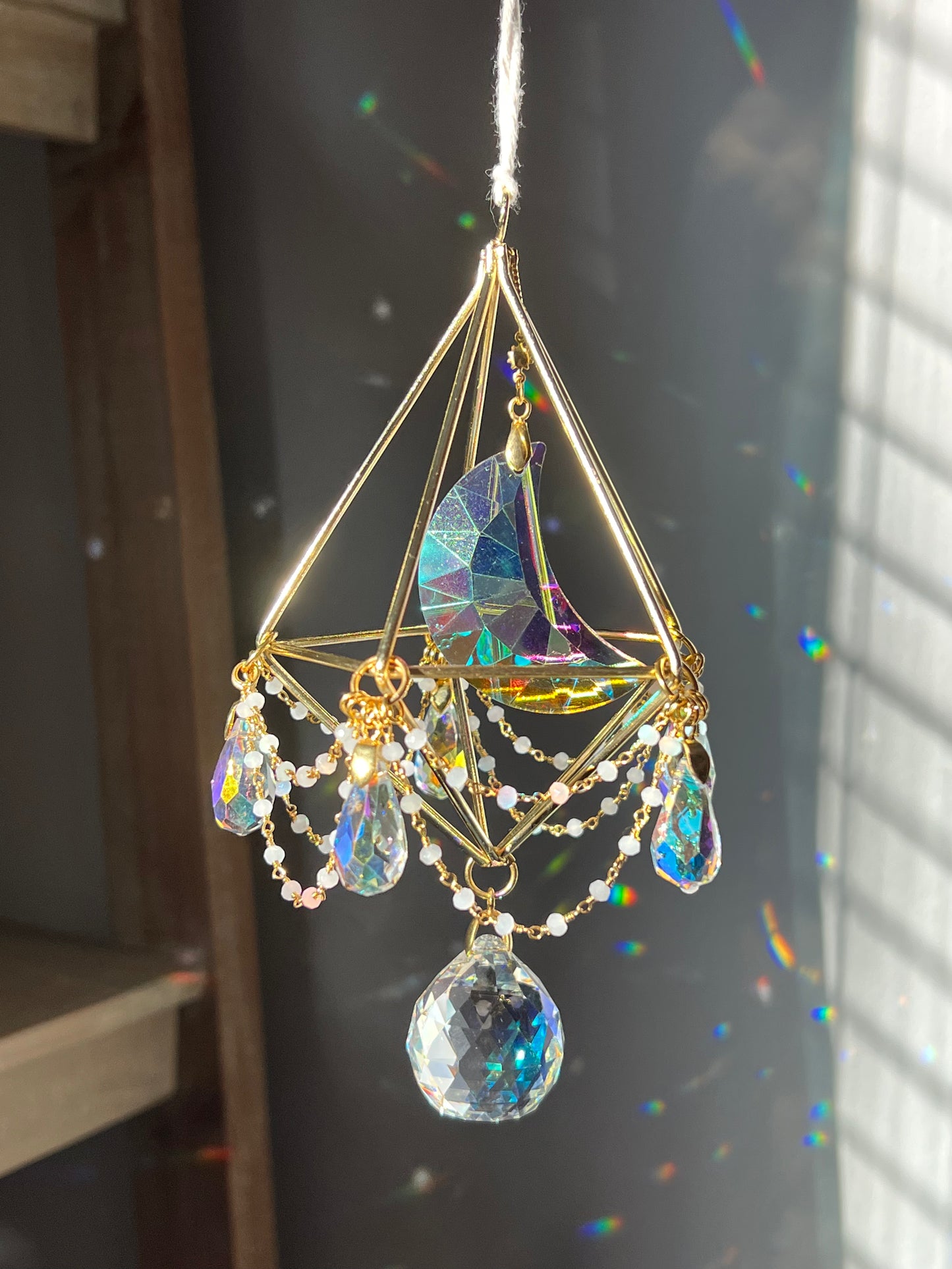 Luna Chandelier Sun Catcher - White Chalcedony