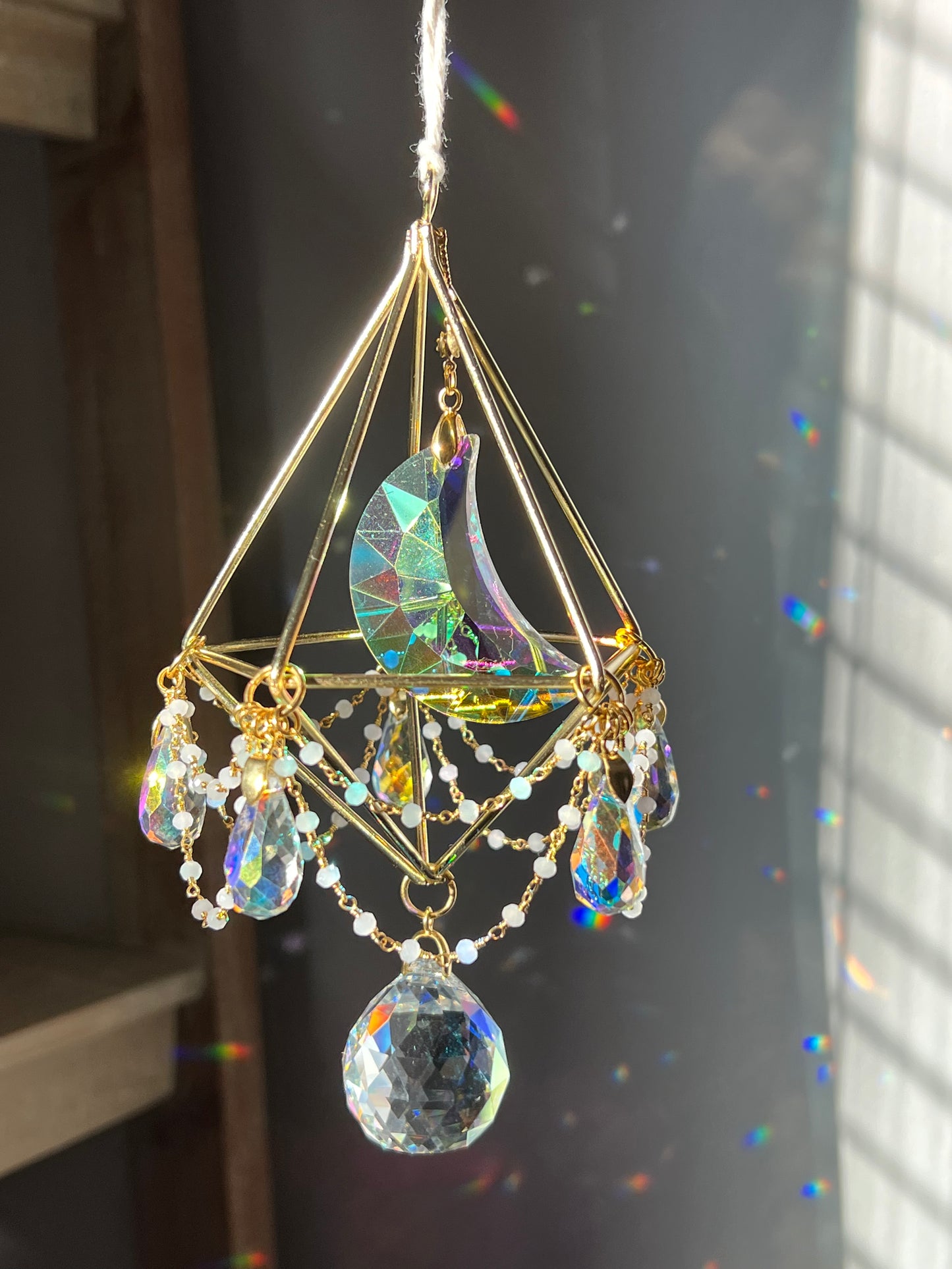 Luna Chandelier Sun Catcher - White Chalcedony