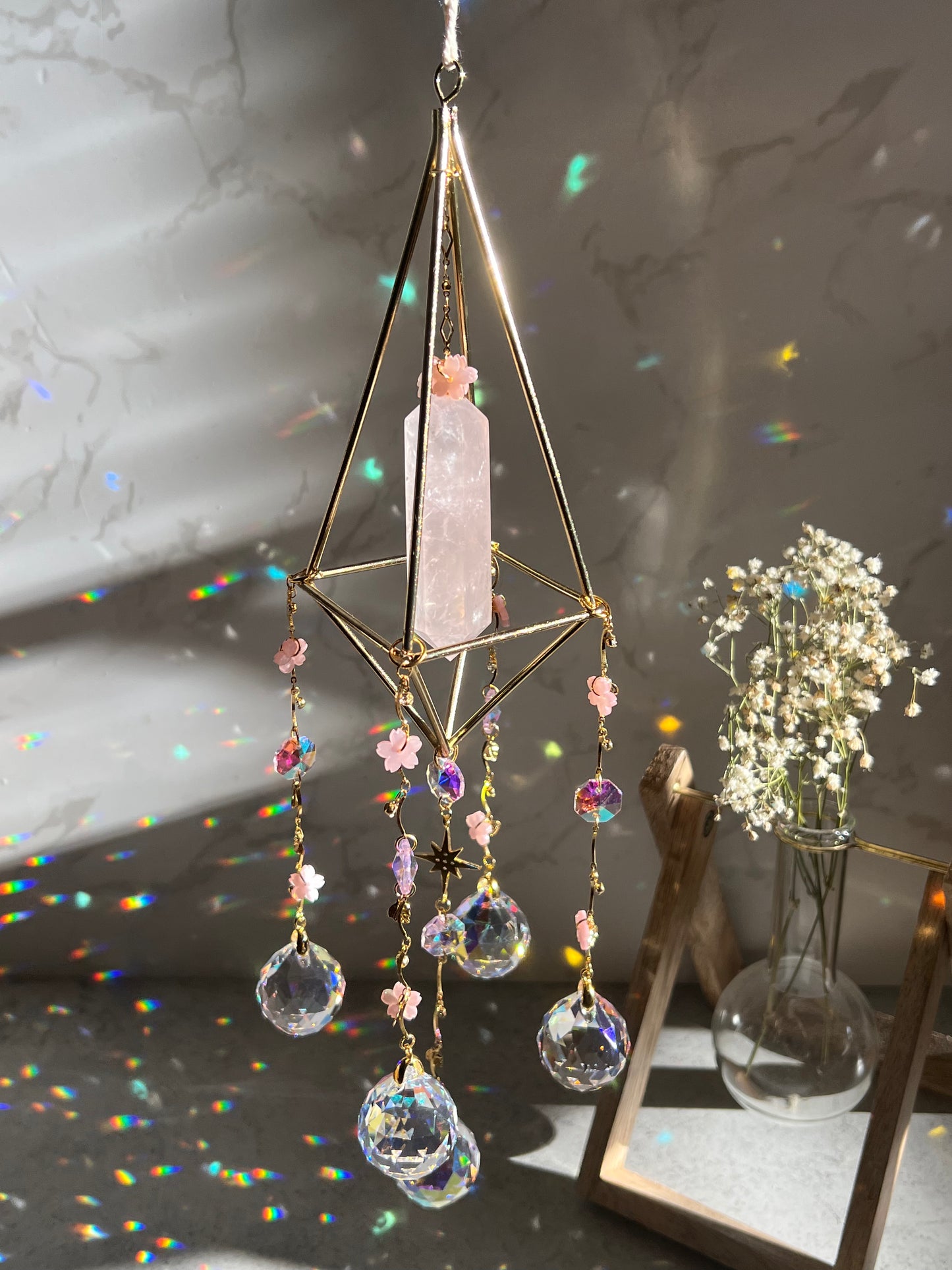 Rose Quartz Cherry Blossom Sun Catcher