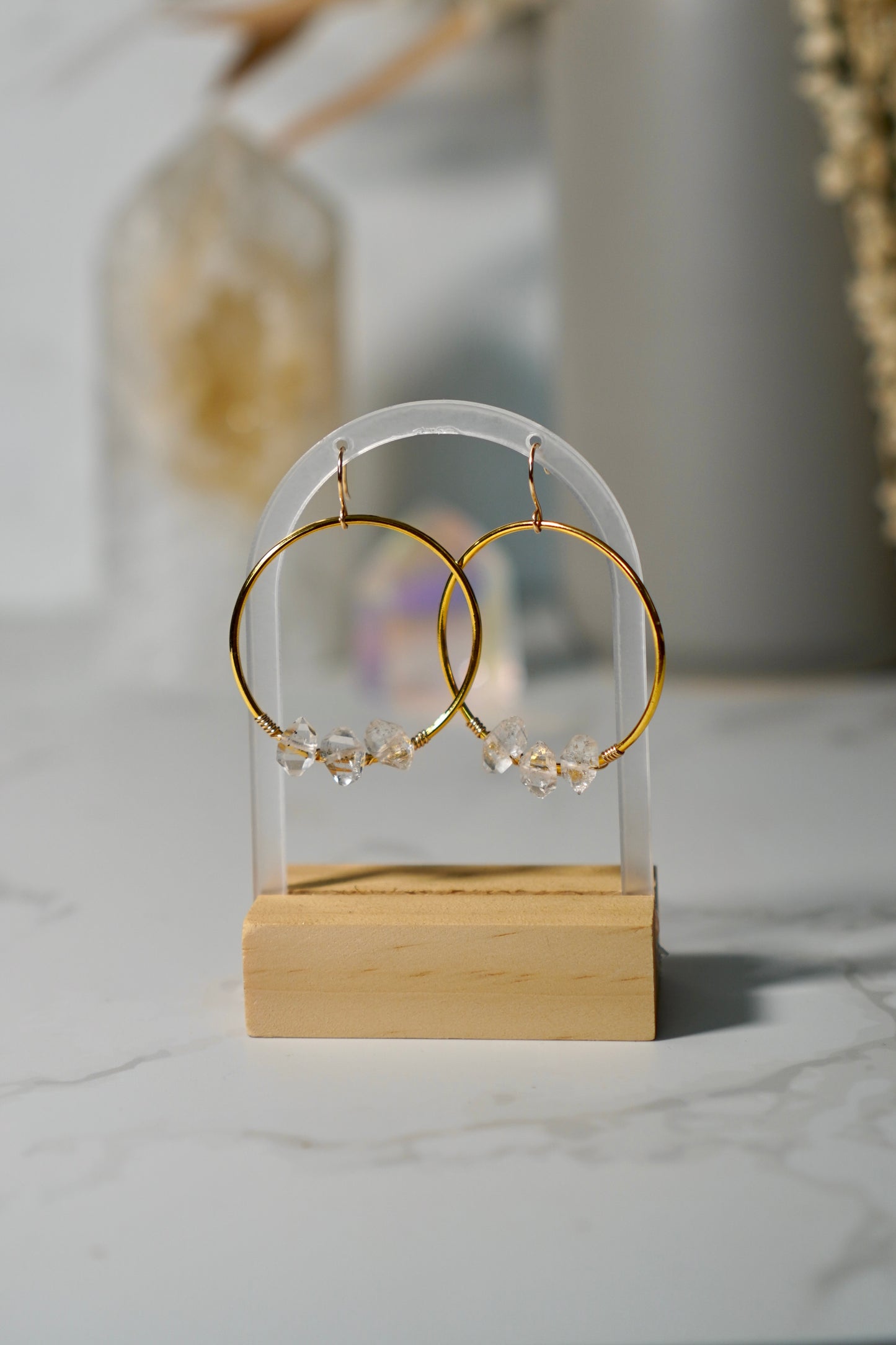 Herkimer Diamond Quartz Hoop Earrings