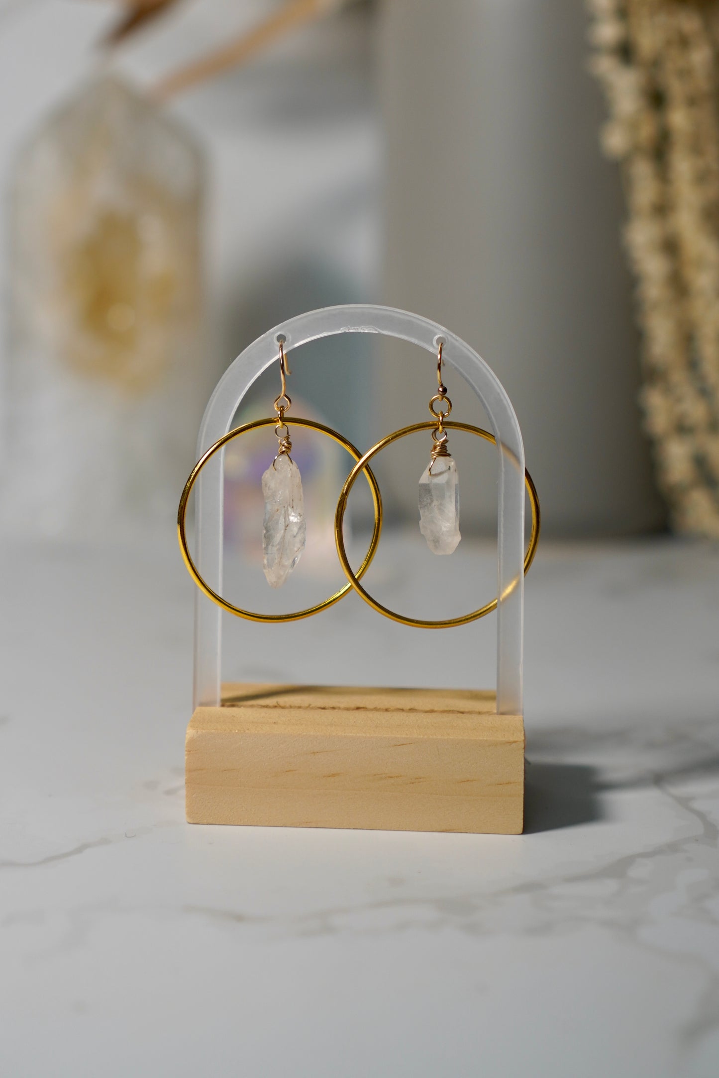 Clear Quartz Hoop Earrings