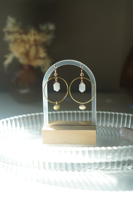 gia rainbow moonstone hoops