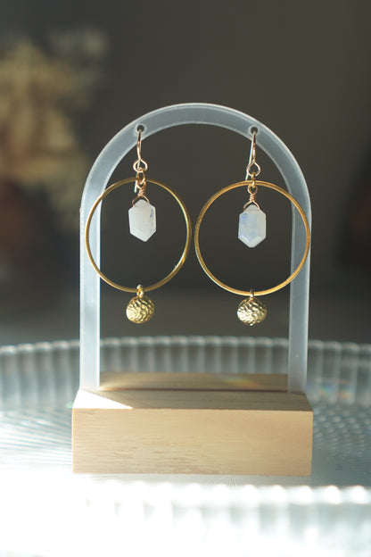 gia rainbow moonstone hoops