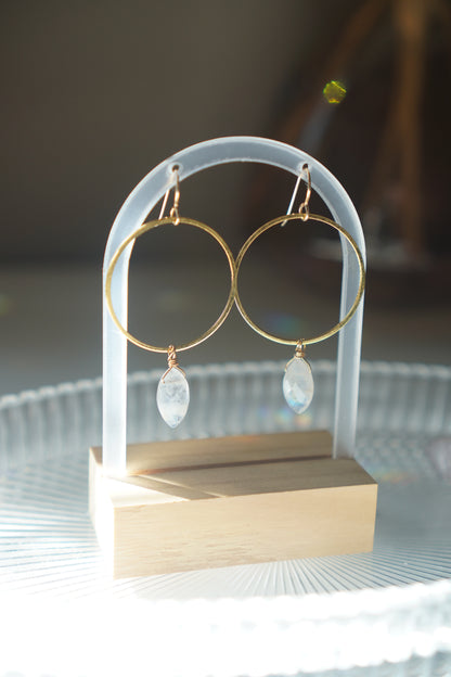 marquise rainbow moonstone hoops