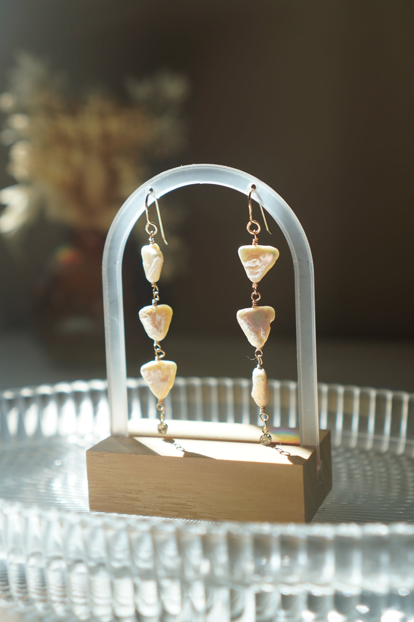 mother of pearl triangle earrings