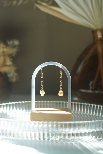 chain link freshwater pearl dangle earrings