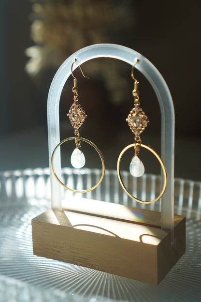 Josie rainbow moonstone teardrop hoops