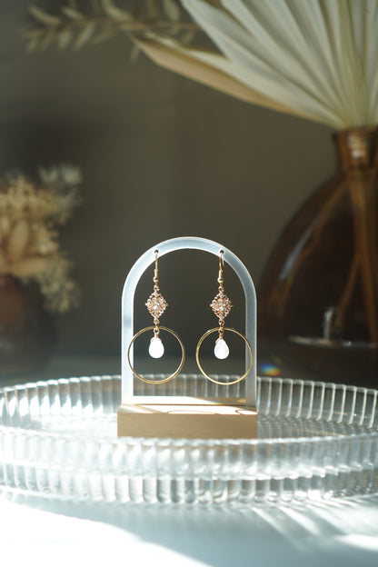 Josie rainbow moonstone teardrop hoops