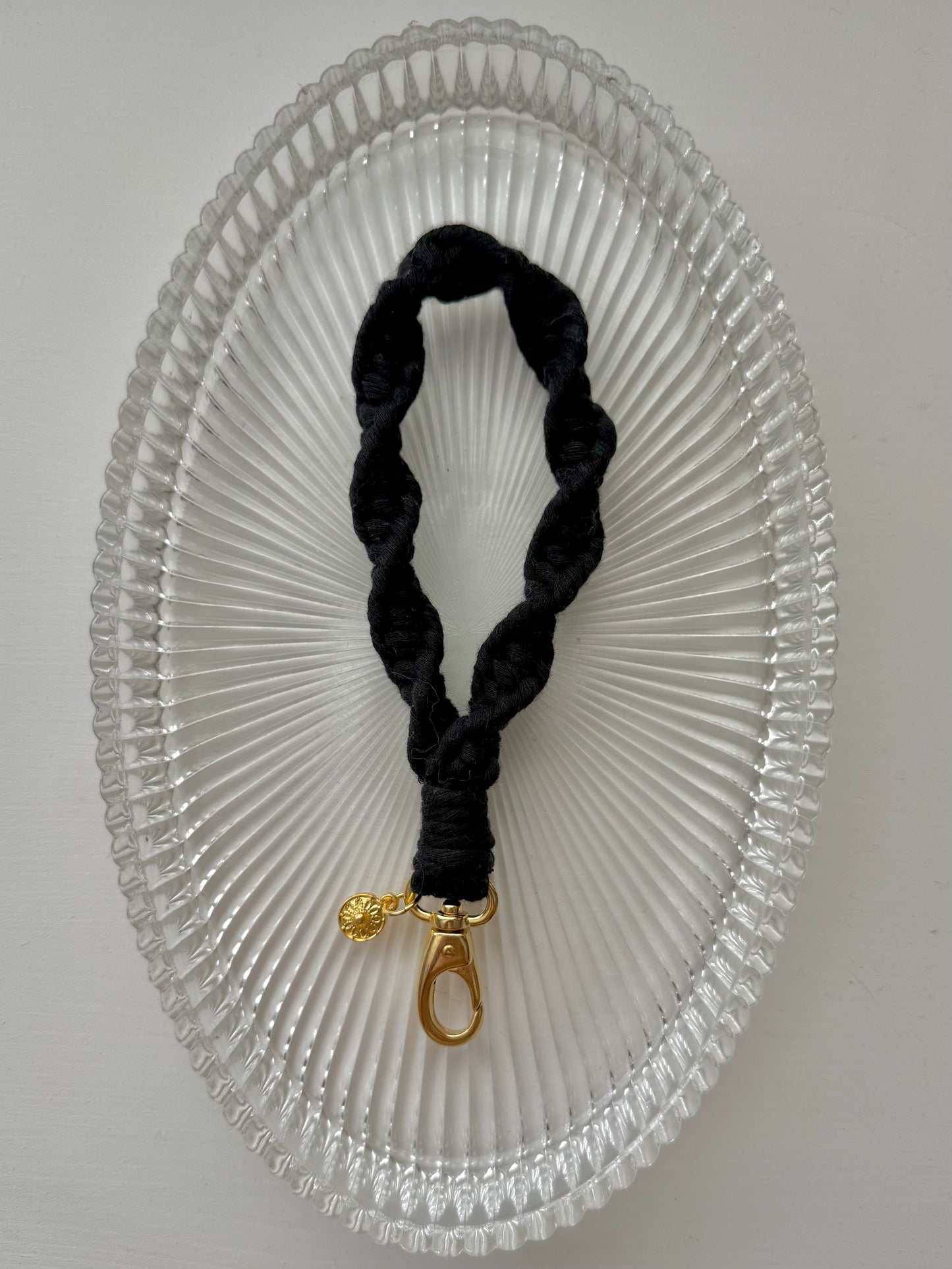 Macrame Wristlet Sun Charm - Black