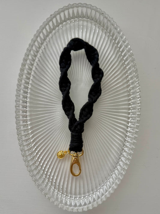 Macrame Wristlet Sun Charm - Black