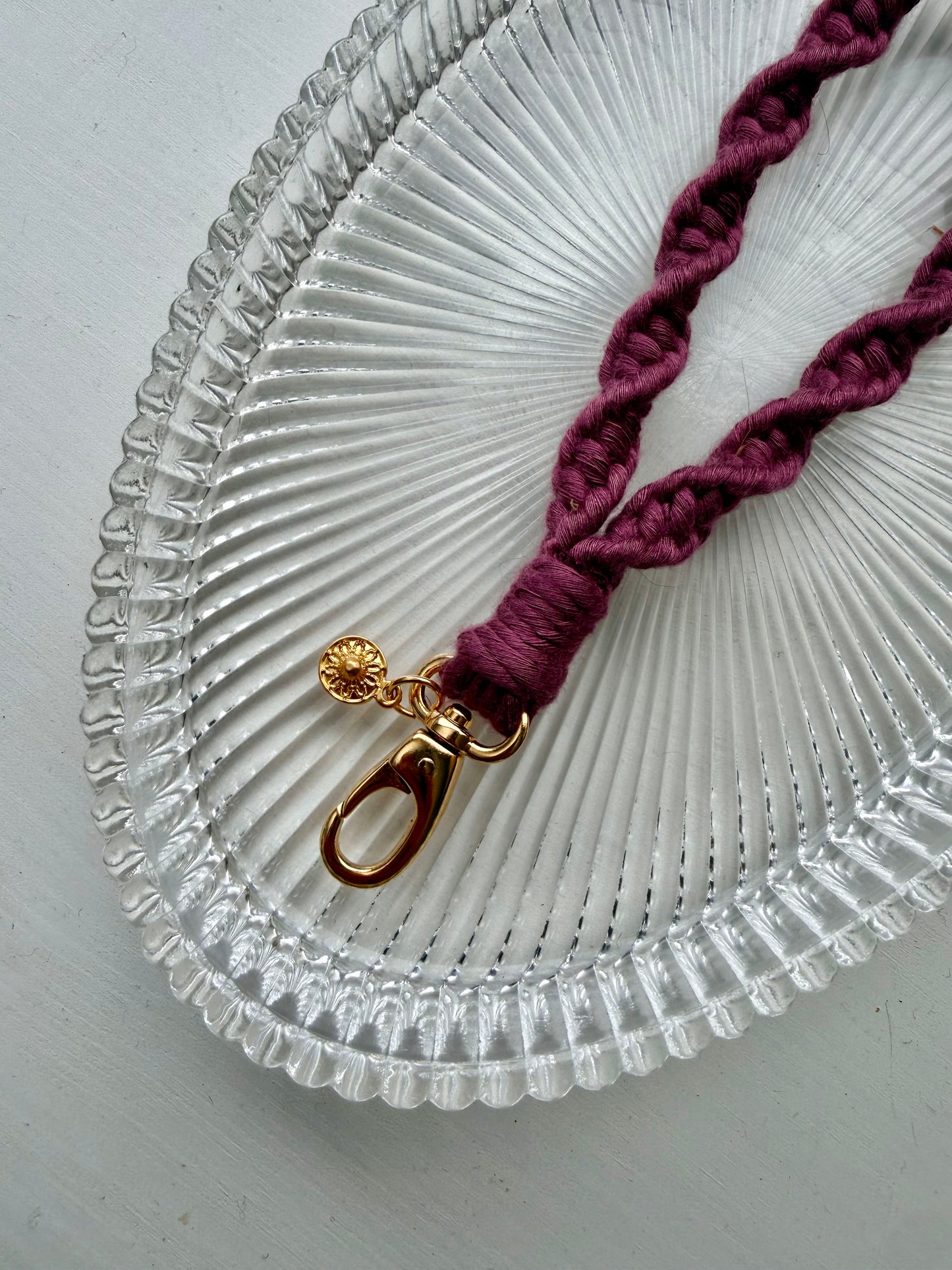 Macrame Wristlet Sun Charm - Mulberry