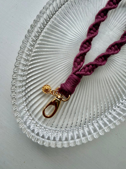 Macrame Wristlet Sun Charm - Mulberry