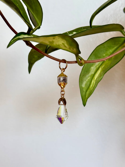 Plant Vine Charm | Herkimer Diamond