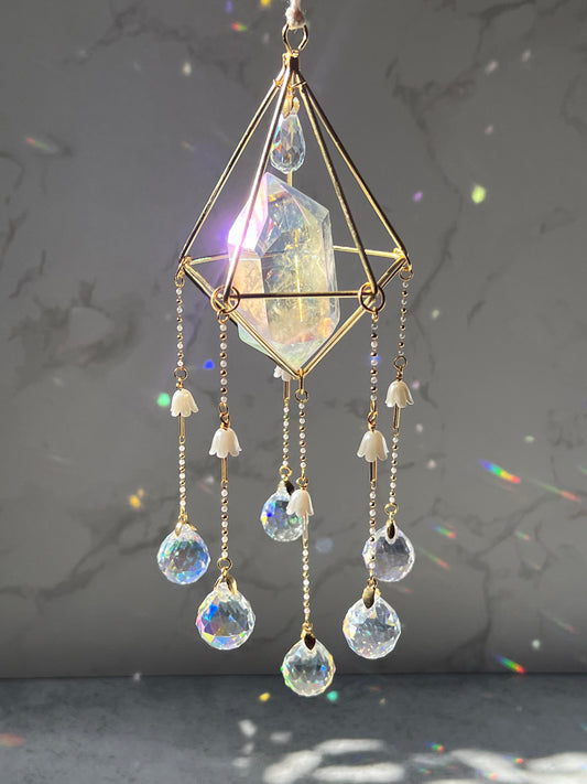 Pearl Botanical Sun Catcher - Angel Aura Quartz