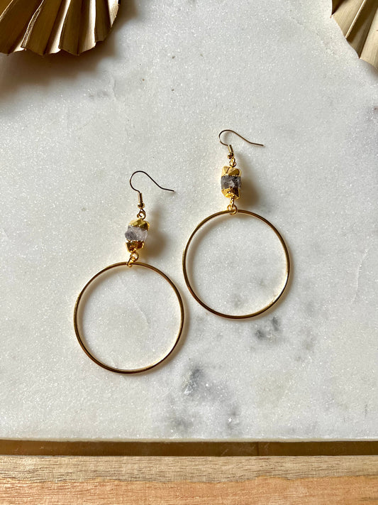 herkimer diamond hoop earrings