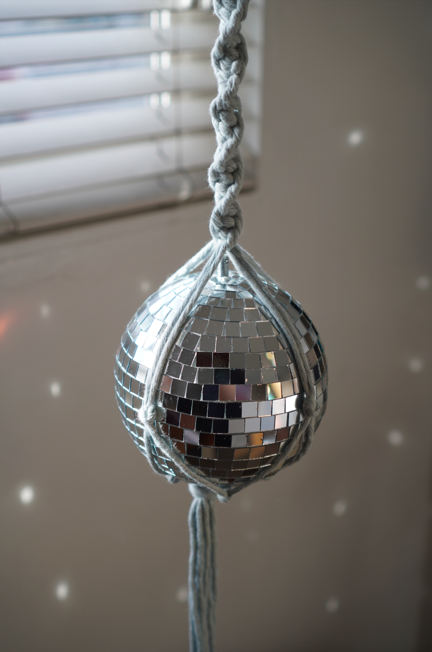 medium macrame disco ball - baby blue