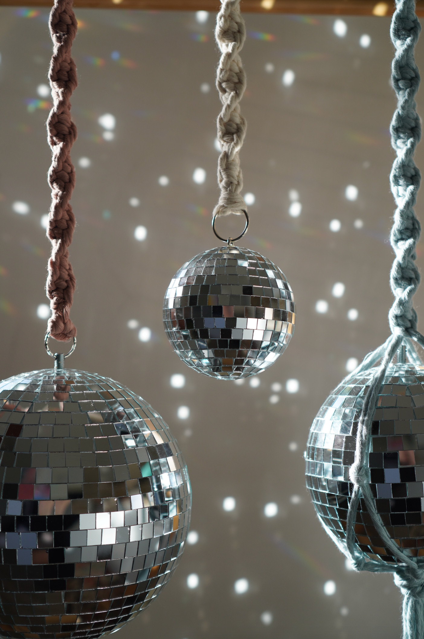 medium macrame disco ball - baby blue